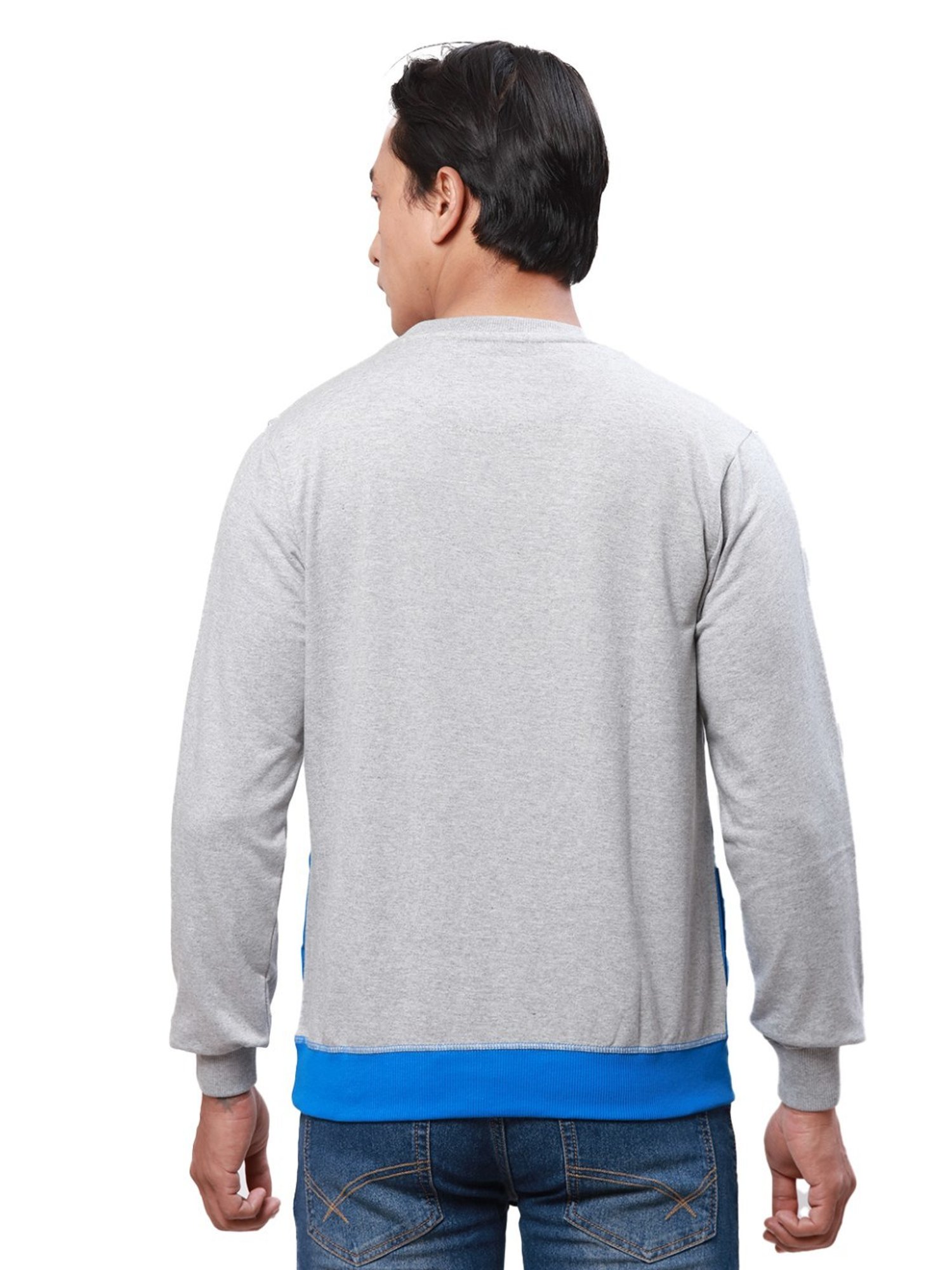 Park Avenue Blue Slim Fit Colour Block Sweatshirt