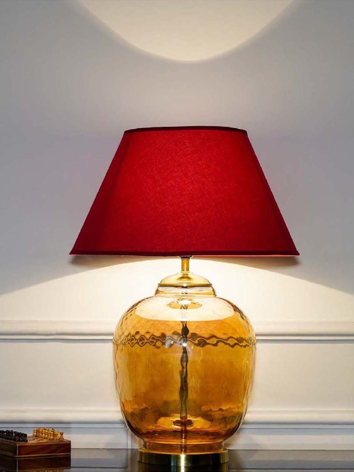Kapoor Lamp Shades Shine Brass Metal Secret Large Tabel Lamp With Cotton Shade