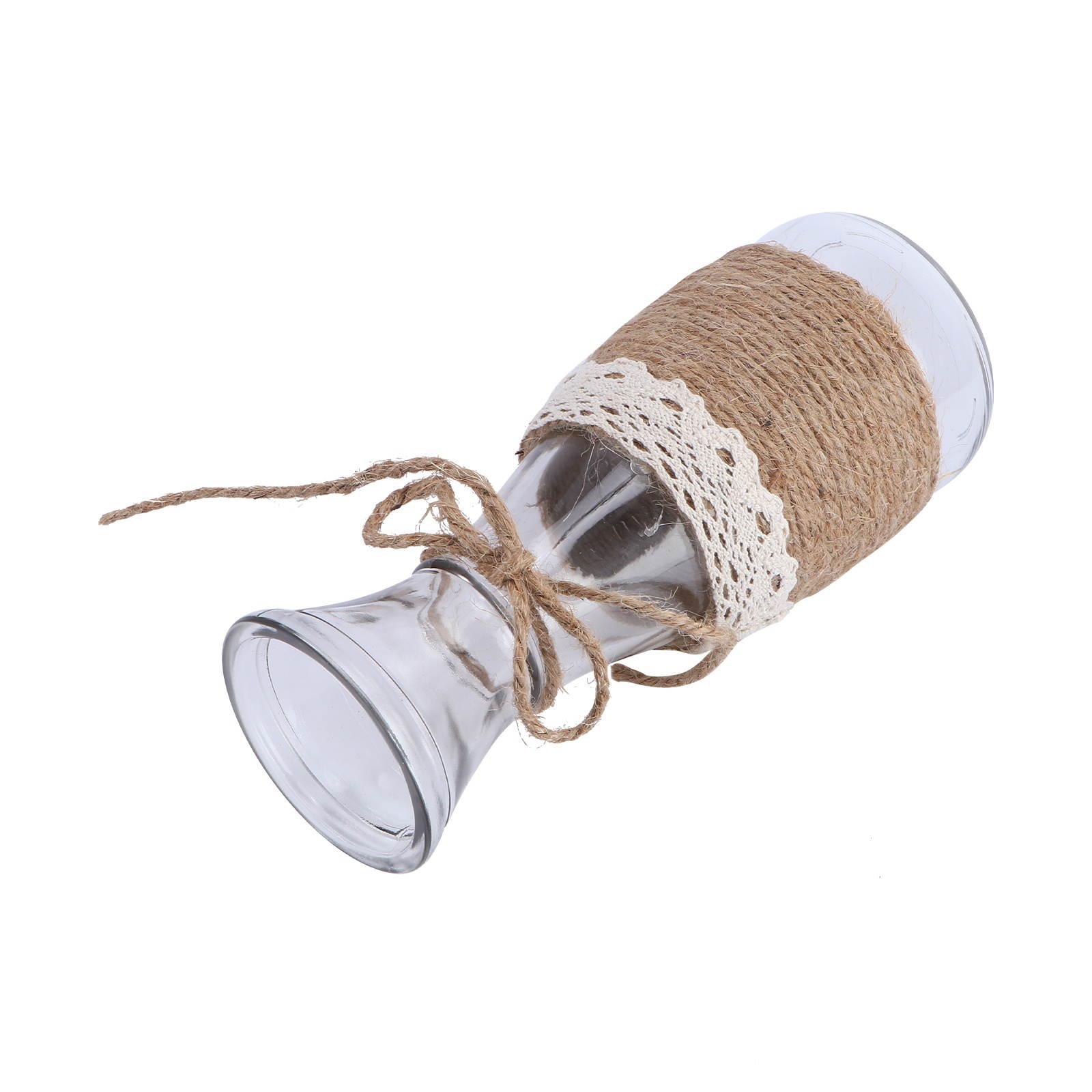 1PC Handmade Hemp Rope Woven Glass Vase Hydroponic Glass Ware Ornament Hemp Rope