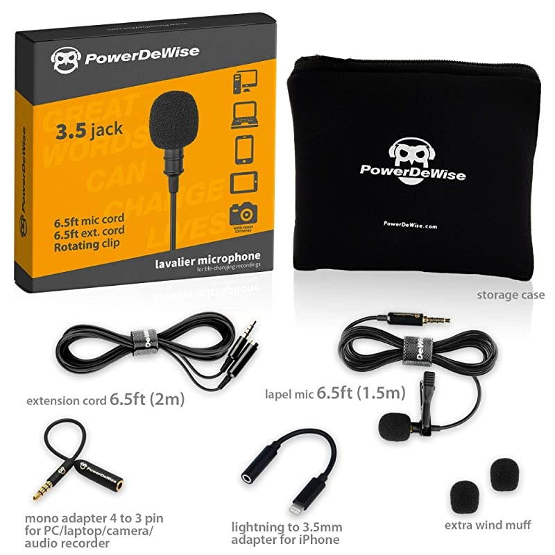 Grade Lavalier Microphone with Adapter Compatible with iPhone Lapel Microphone for iPhone 5 6 7 8 X 11 Pro Max iPhone Compatible External Microphone iPhone XR XS XS Max Microphone