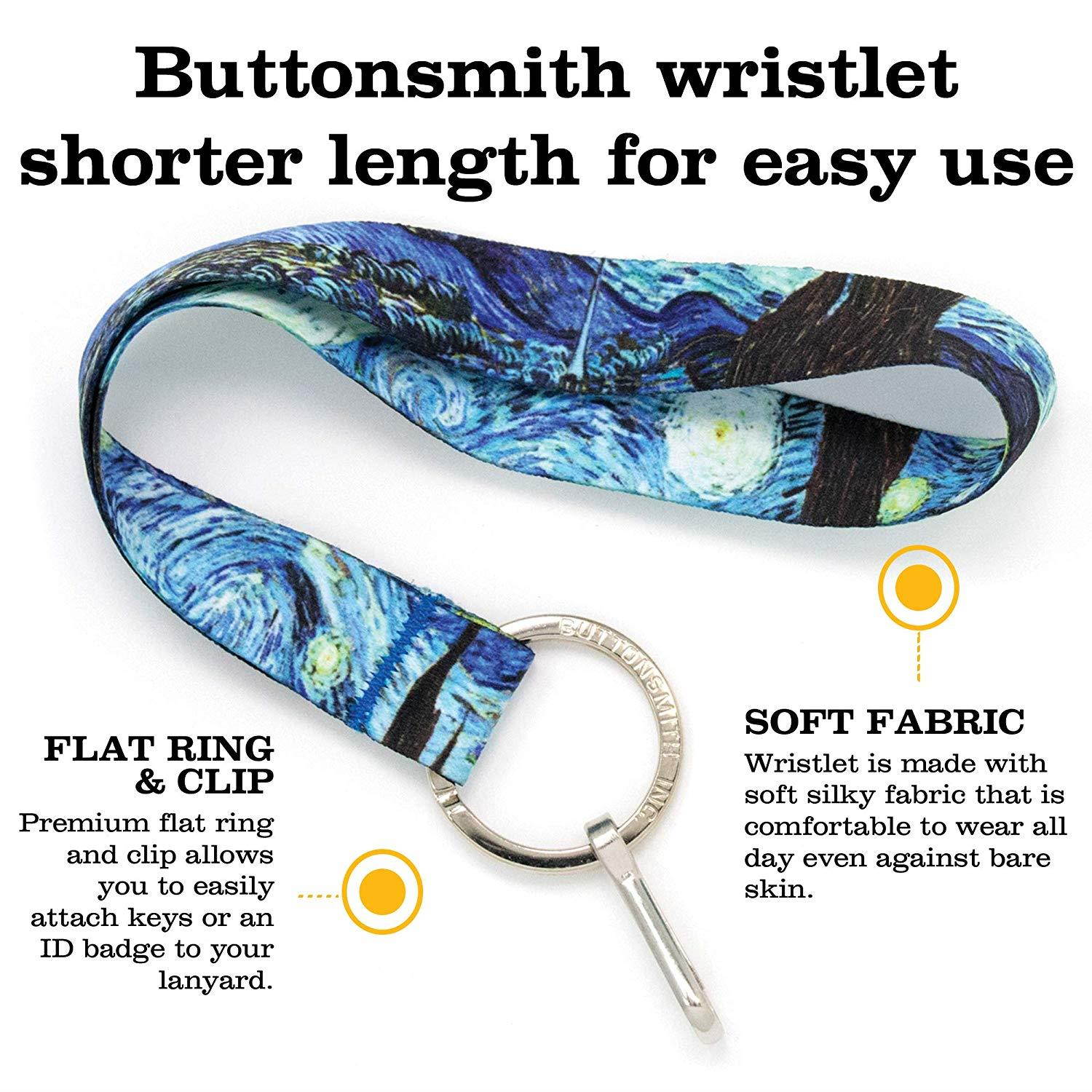 Buttonsmith Van Gogh Starry Night Premium Wristlet - Made in USA