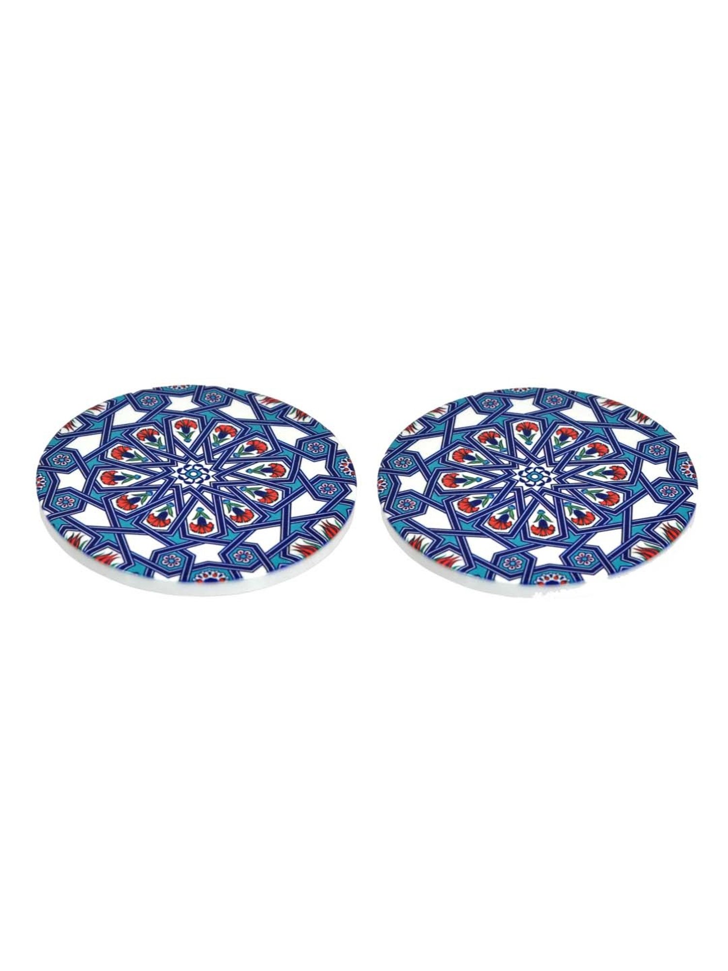 TAYHAA Blue Ceramic Exquisite Printed Coasters - Set of 2