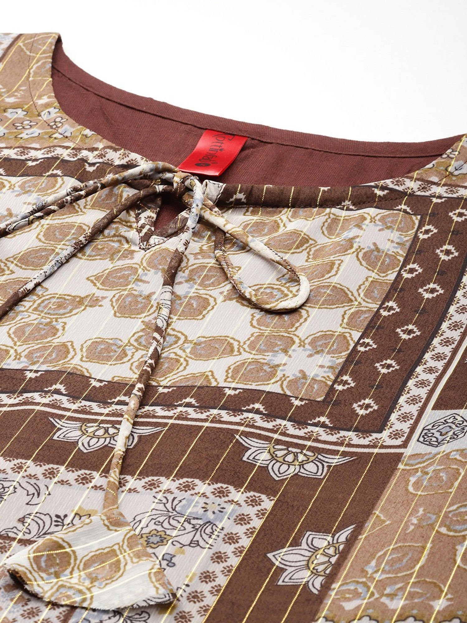 Cottinfab Brown Printed Top