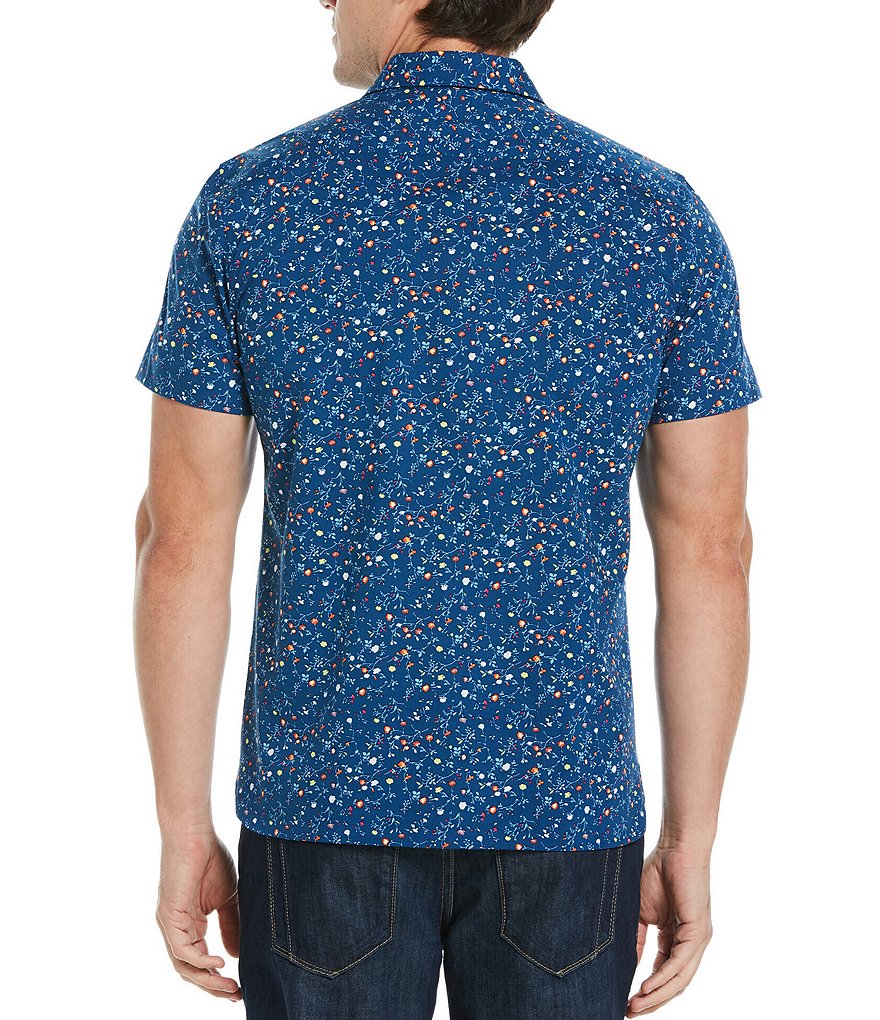 Perry Ellis Floral Print Stretch Short-Sleeve Woven Shirt