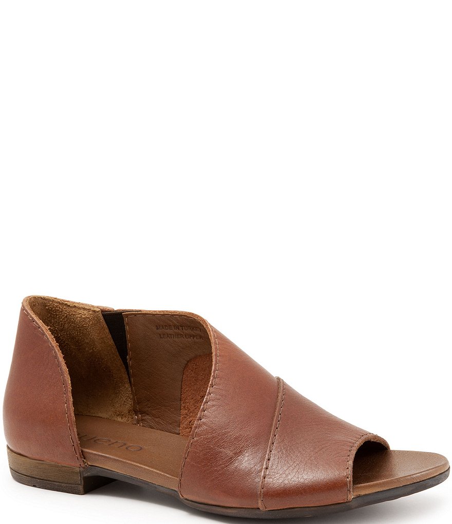 Bueno Tanner Leather Asymmetric Slip Ons