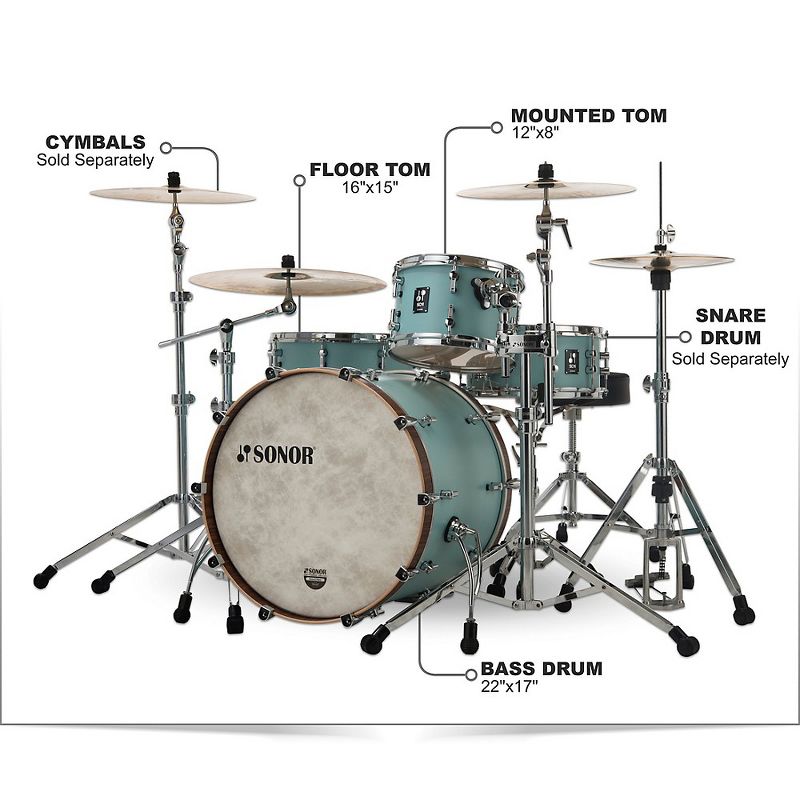 Sonor SONOR SQ1 3-Piece Shell Pack with 22 in. Bass Drum Cruiser Blue