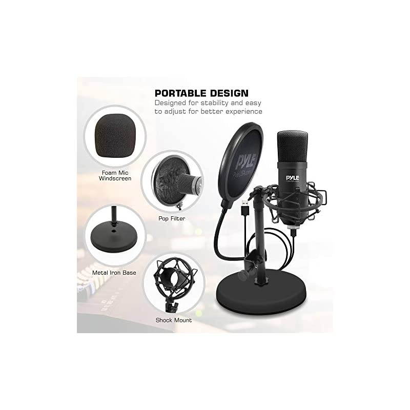USB Microphone Podcast Recording Kit - Audio Cardioid Condenser Mic w/ Desktop Stand and Pop Filter - For Gaming PS4, Streaming, Podcasting, Studio, Youtube, Works w/ Windows Mac PC -  PDMIKT100