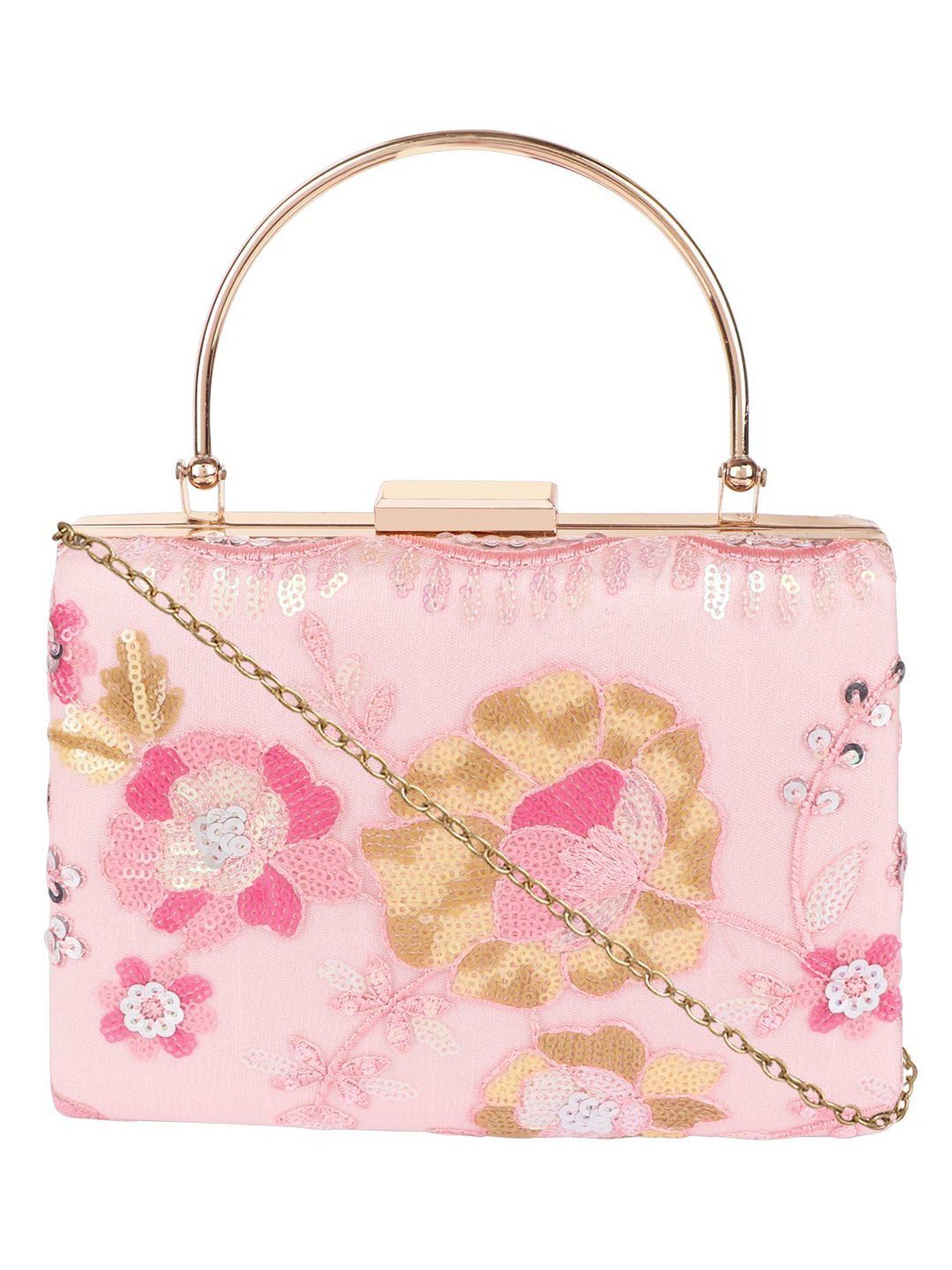 Horra Light Pink Embellished Clutch