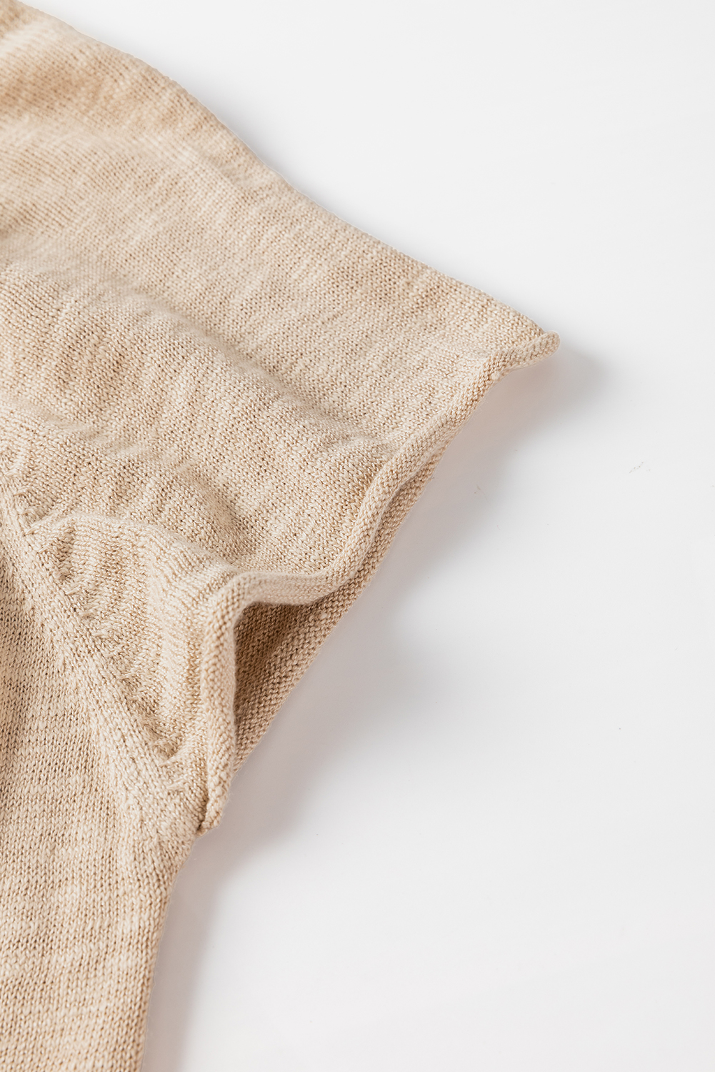 Smoke Gray Round Neck Short Raglan Sleeve Knitted T-shirt