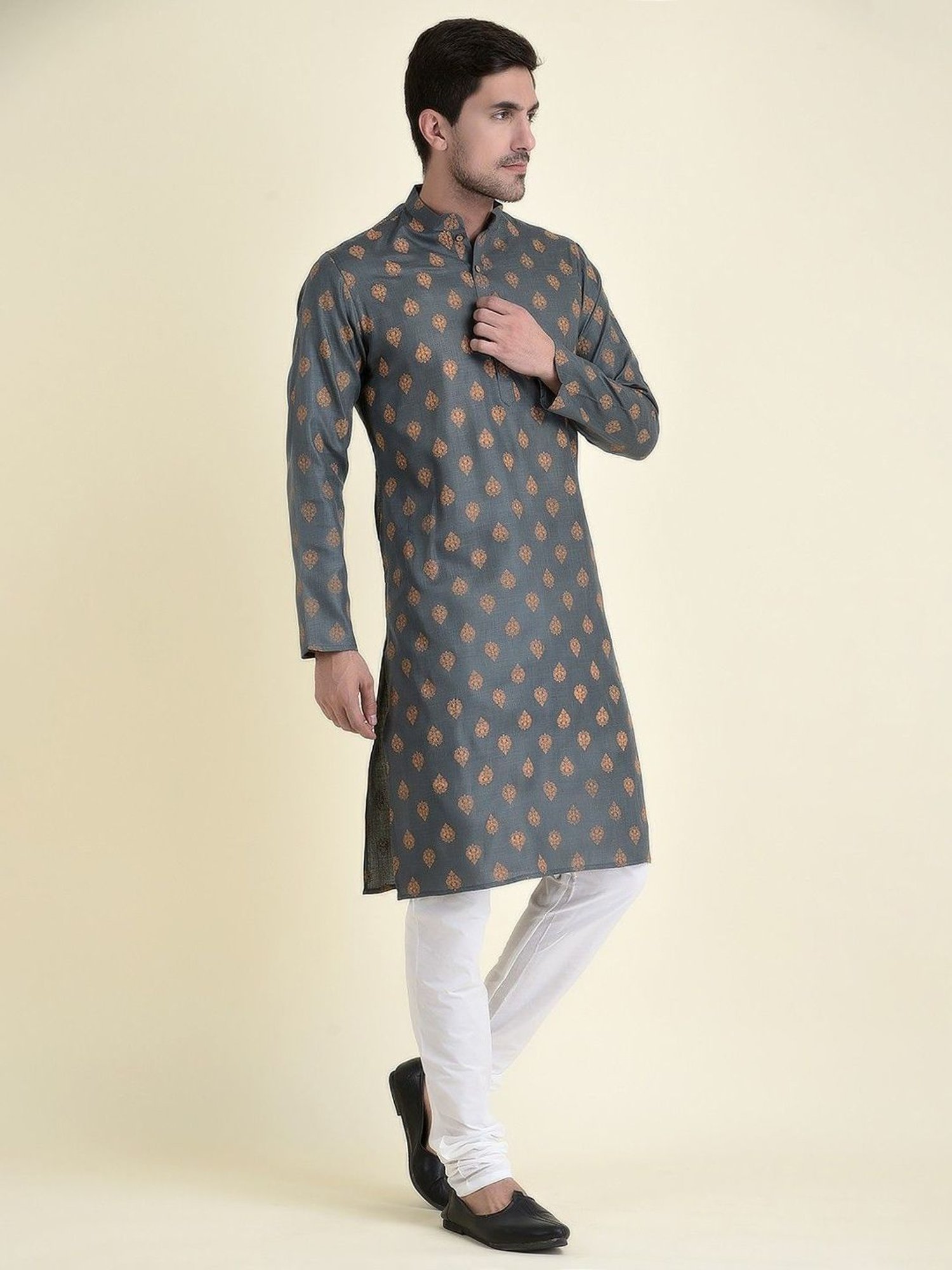 TABARD Green Cotton Regular Fit Printed Kurta Bottom Set