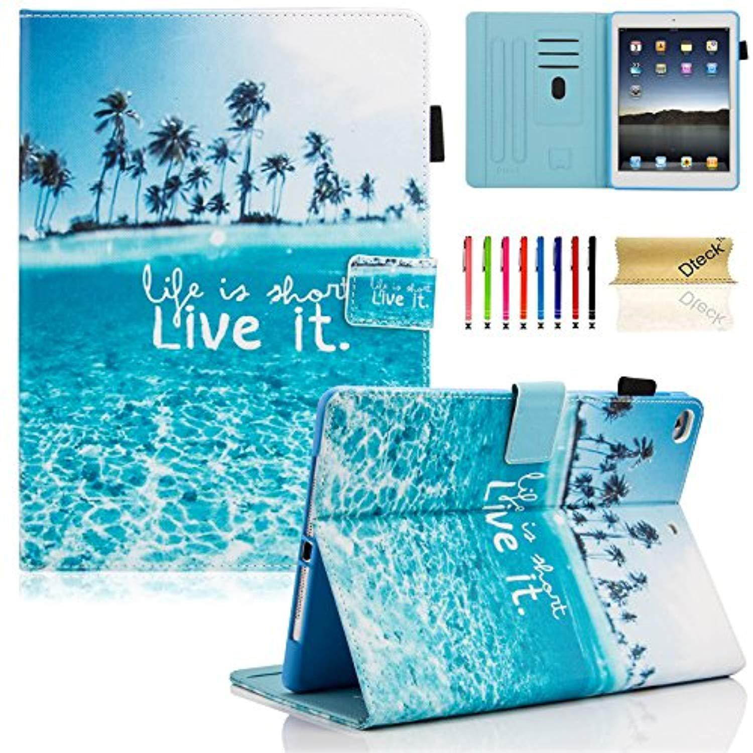 iPad 9.7 inch 2018 2017 Case/iPad Air Case/iPad Air 2 Case, Dteck PU Leather Folio Smart Cover with Auto Sleep Wake Stand Wallet Case for Apple iPad 6th/5th Gen,iPad Air 1/2, Beach Live it