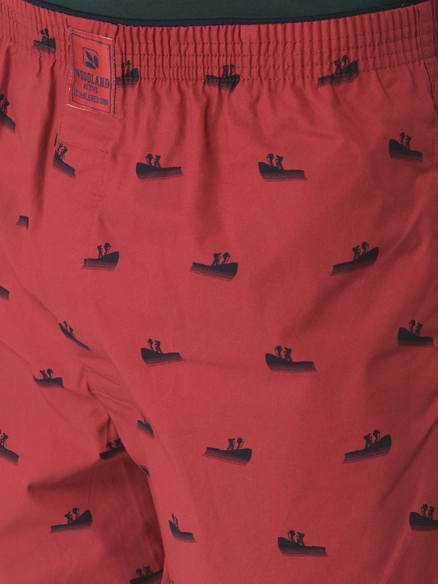 Woodland Dark Red Printed Shorts