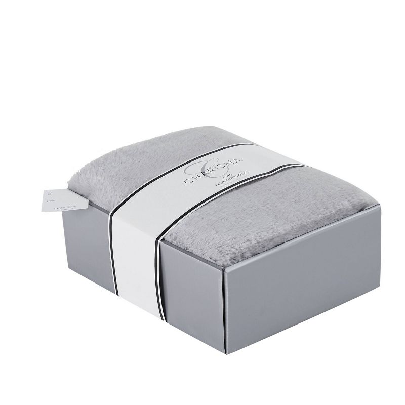 50"x70" Luxe Faux Fur Throw Blanket in Gift Box Gray - Charisma