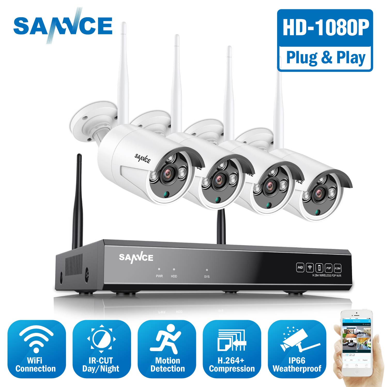 SANNCE 1080p FHD Wireless Security Camera System Effortless Surveillance Solution for Your Home and Business