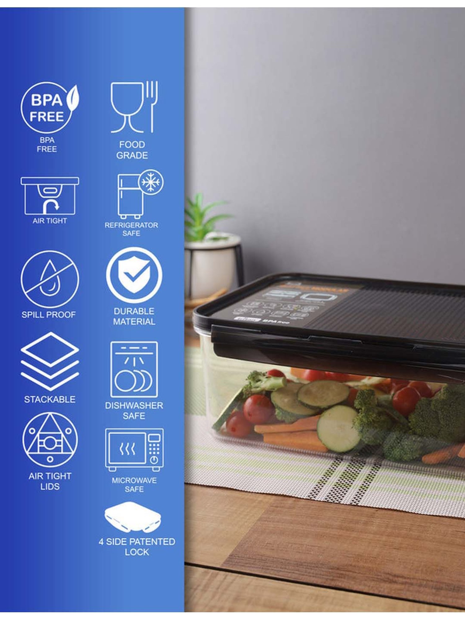 Lock & Lock Transparent & Brown Tritan 23 cm Food Storage Container (3.5 L) - Set of 1