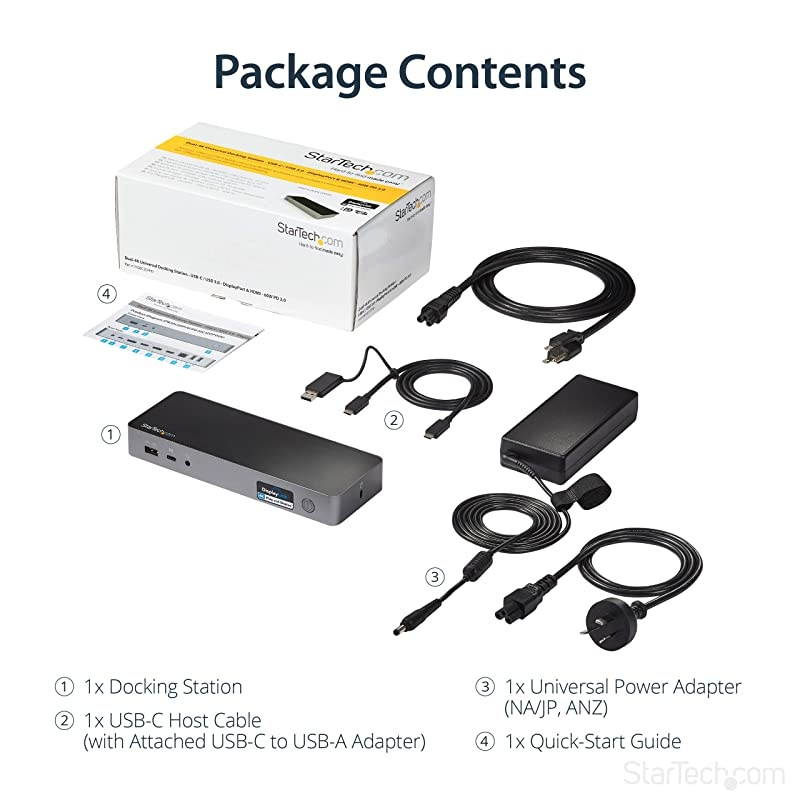 com USB-C & USB-A Dock - Hybrid Universal Laptop Docking Station with Dual Monitor 4K60Hz HDMI & DisplayPort - USB 3.1 Gen 1 Hub, GbE - 60W Power Delivery - Windows, Mac & Chrome (DK30C2DPPD)