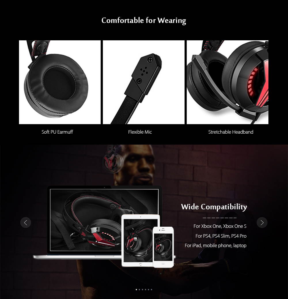 ONIKUMA M180 Stereo Gaming Headset 2.0m Cable LED Light Bass Over-ear Headphones with Mic for Computer Game