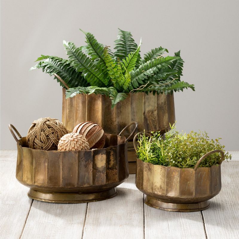 Sullivans Set Of 3 Decorative Iron Bowls 10"H, 9"H & 5"H Gold