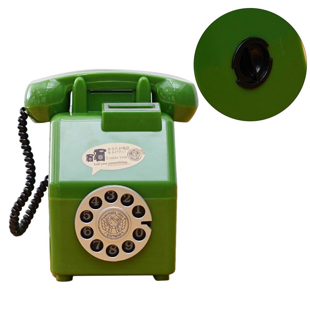 Cute Retro Phone Piggy Bank Vintage Cartoon Money Box Creative Children's Gift Home Beauty Decoration Safe Box(Red)