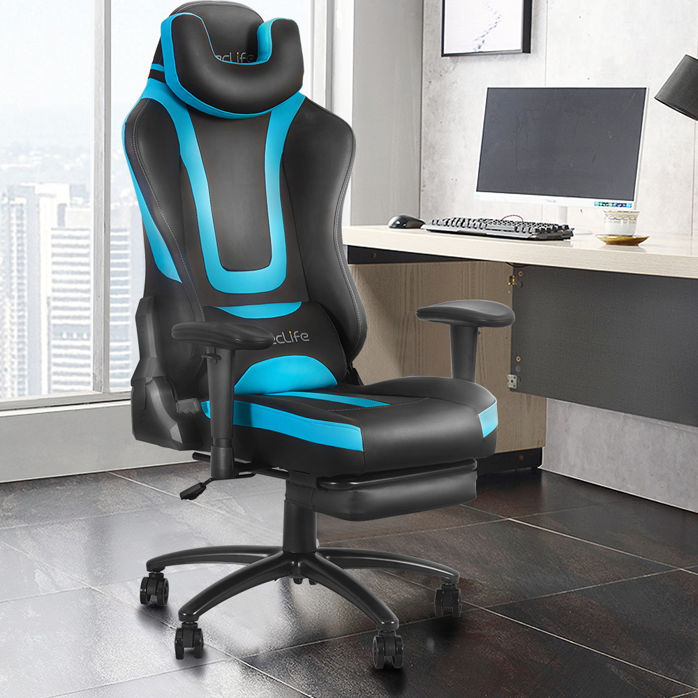 Ergonomic Racing Gaming Chair LUCKWIND Racing Chair
Massage Gaming Chair Office Chair Height Adjustment Recliner Swivel Rocker With Adjustable Headrest Retractable Footrest And Massage Lumbar Pad