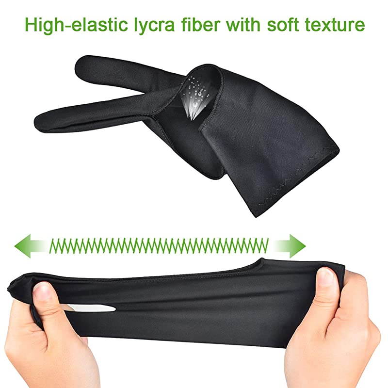 4 Pack Artist Gloves for Drawing Tablet FreeSize Artists Drawing Glove with Two Fingers for Graphics Pad Painting Good for Right Hand or Left Hand