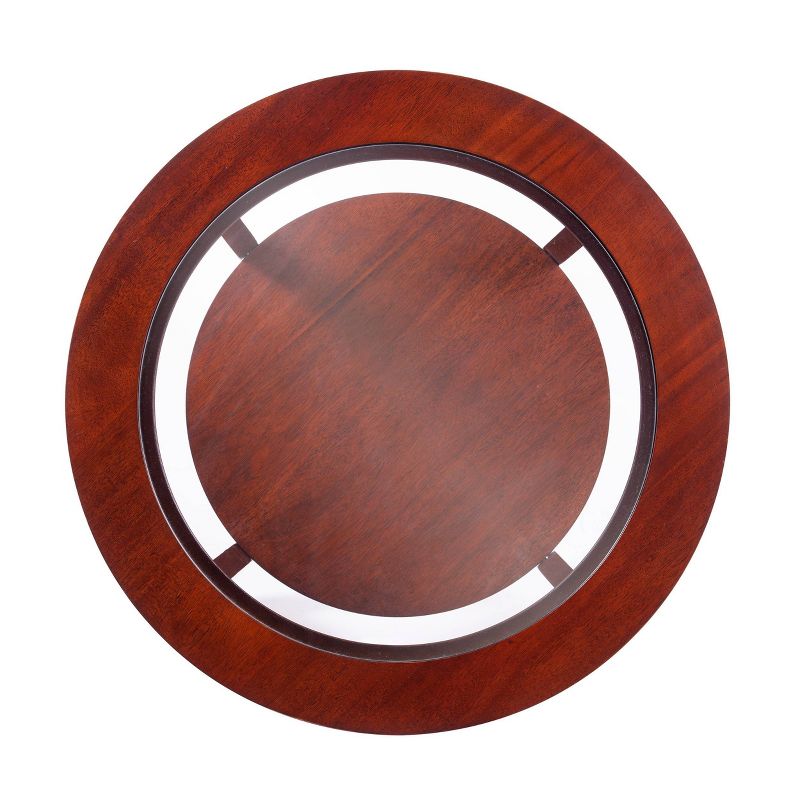 Desvy Round Glass Top End Table Brown - Aiden Lane