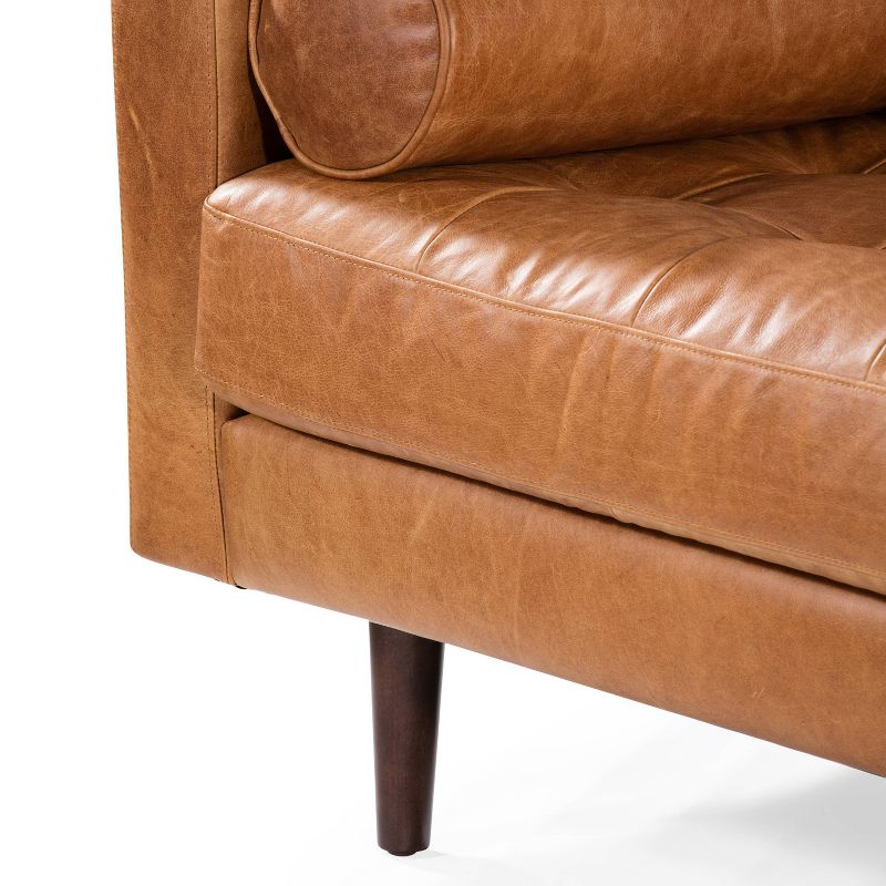 Florence Mid Century Modern Right Sectional Sofa Cognac Tan - Poly & Bark