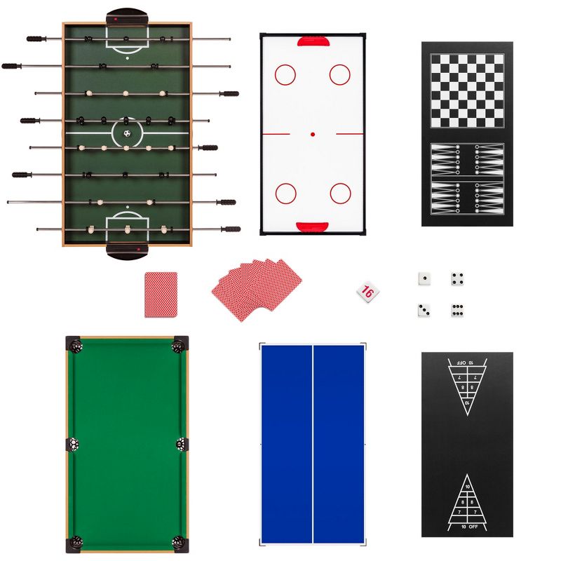 Best Choice Products 2x4ft 10-in-1 Combo Game Table Set w/ Pool, Foosball, Ping Pong, Hockey, Bowling, Chess, and More