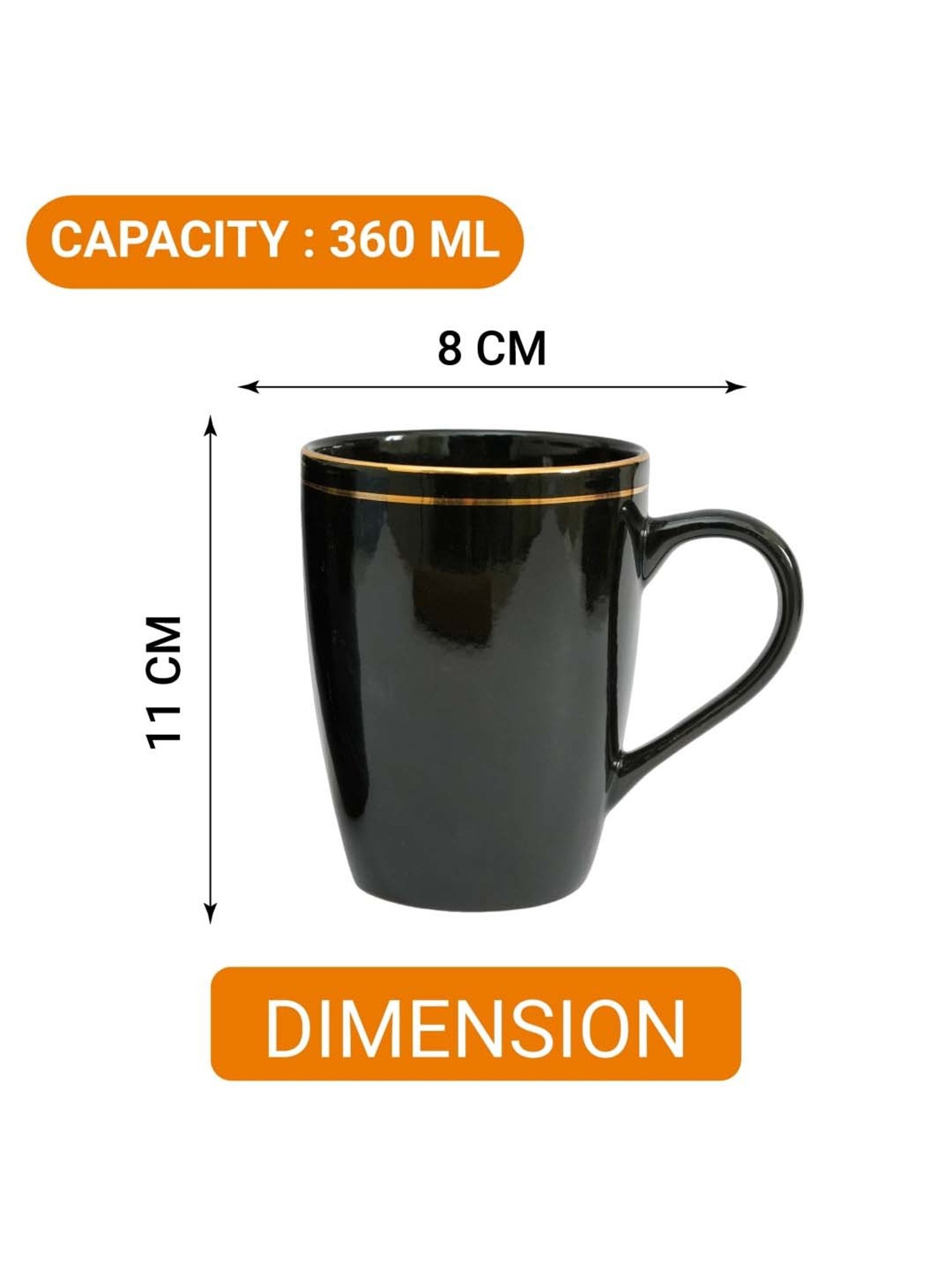 Femora Peach Ceramic Coffee Mugs (0.36 L) - Set of 4