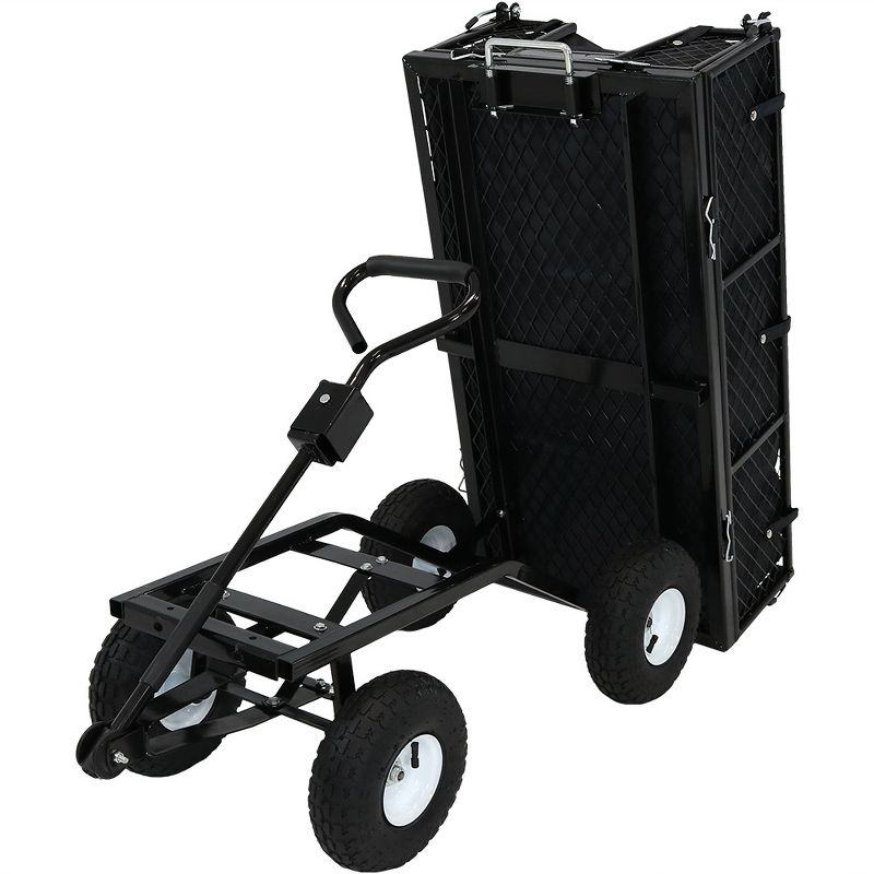 Sunnydaze Outdoor Lawn and Garden Heavy-Duty Steel Dump Cart with Removable Sides and Weather-Resistant Polyester Liner - Black