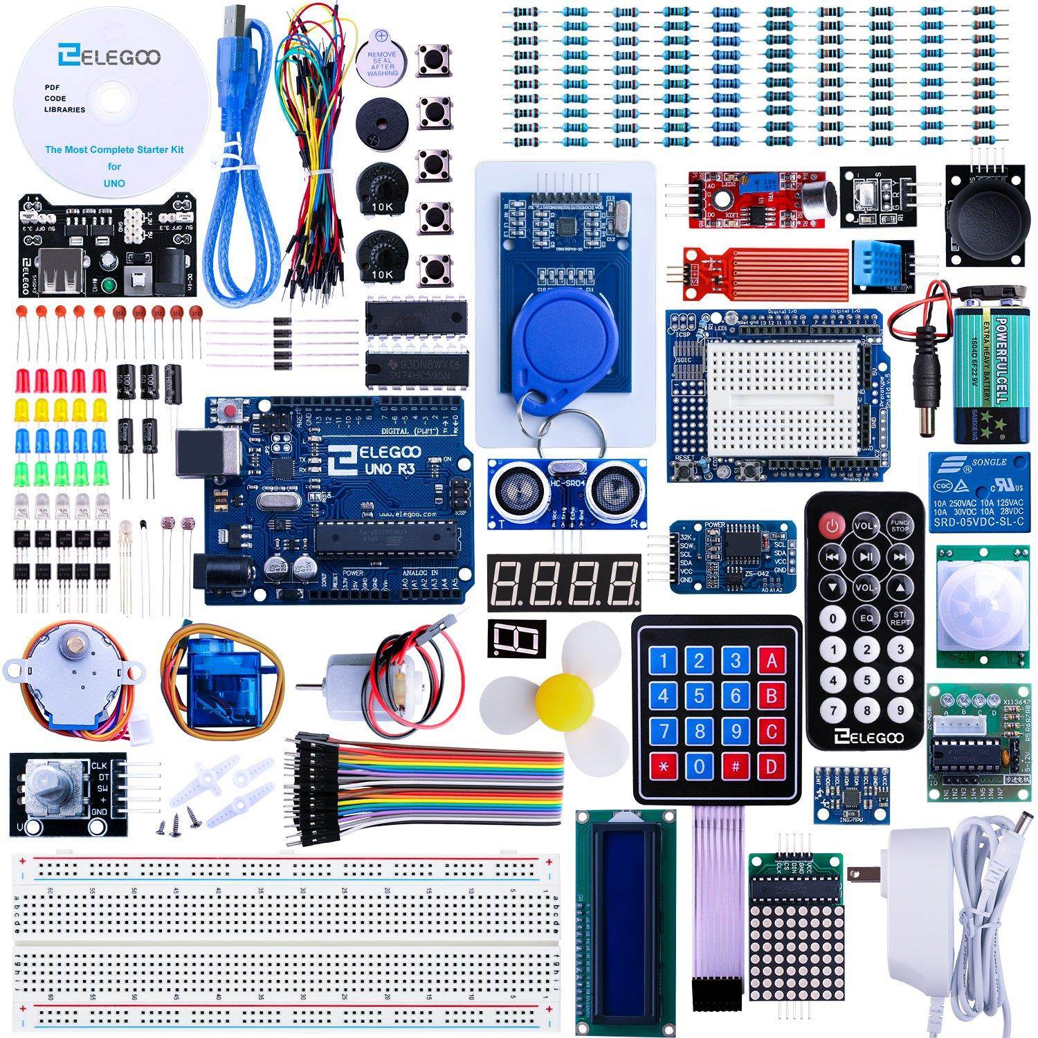 Elegoo For Arduino UNO R3 Project Most Complete Starter Kit w/ Tutorial for  MEGA2560 UNO NANO (63 Items)