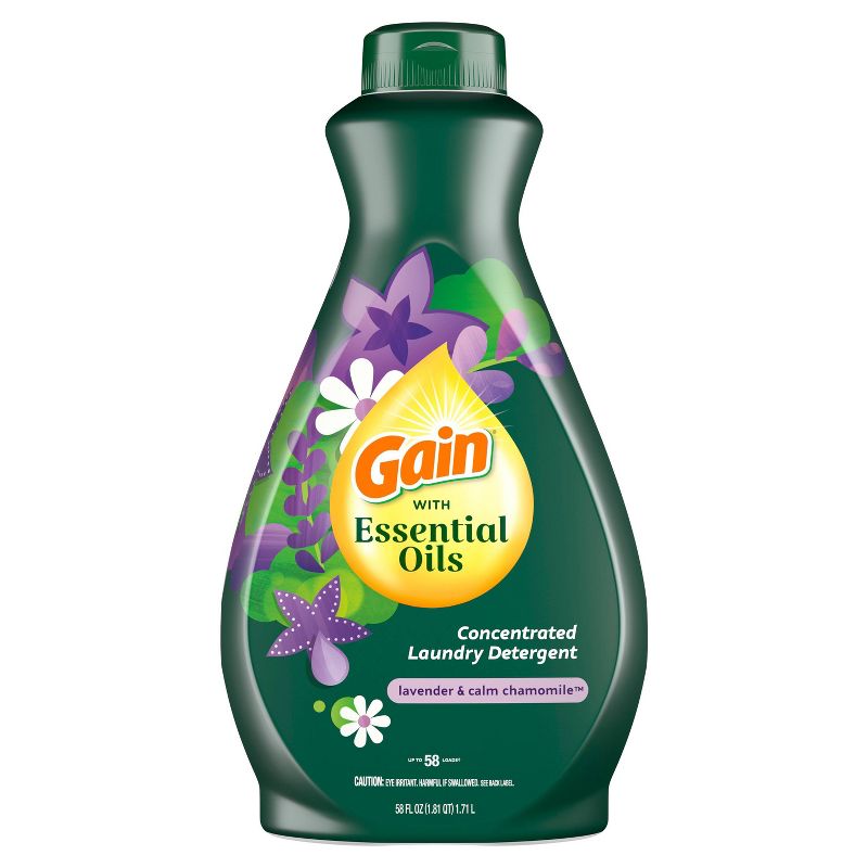 Gain with Essential Oils Lavender & Chamomile Calm Liquid Laundry Detergent - The Serene Scent - 58 fl oz