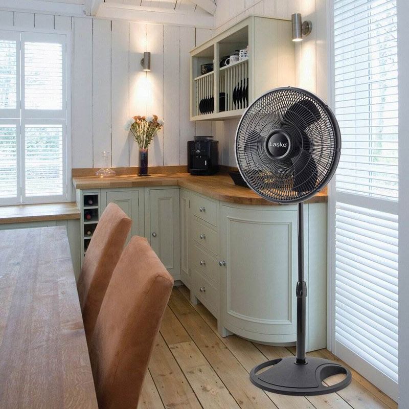 Lasko 2520 16 Inch 3-Speed Quiet Adjustable Tilting Wide-Area Oscillating Standing Pedestal Fan for Bedroom, Kitchen, Home, and Office, Black
