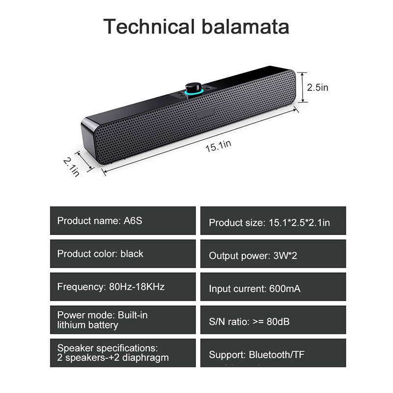 New PC speaker stereo sound bar usb Small speaker For TV/PC/smartphone/game console Music playback 3D sound quality Wall mountable