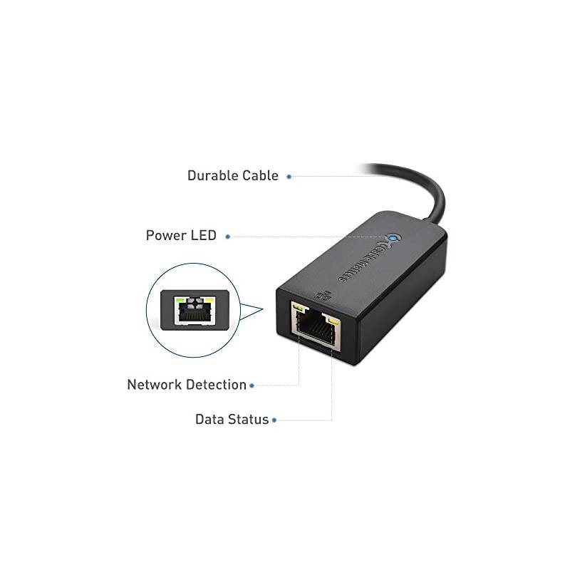 USB to Ethernet Adapter (USB 3.0 to Ethernet) Supporting 10/100/1000 Mbps Ethernet Network in Black