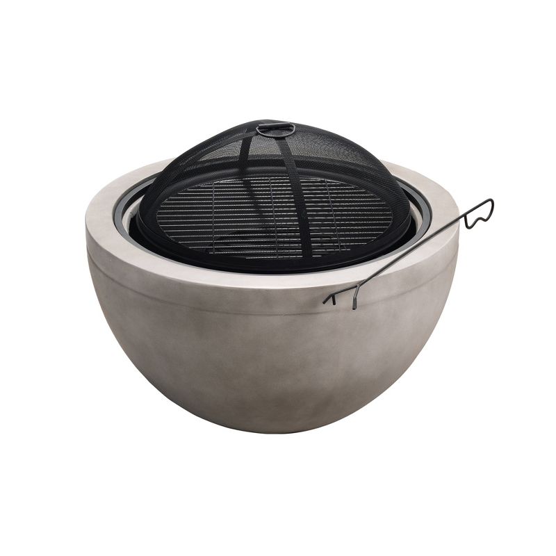 30" Outdoor Round Wood Burning Fire Pit with Concrete Base - Gray - Peaktop