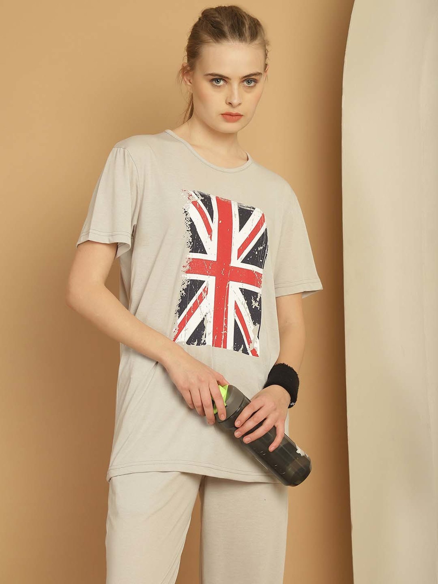 Vimal Jonney Grey Cotton Printed Sports T-Shirt Track Pant Set