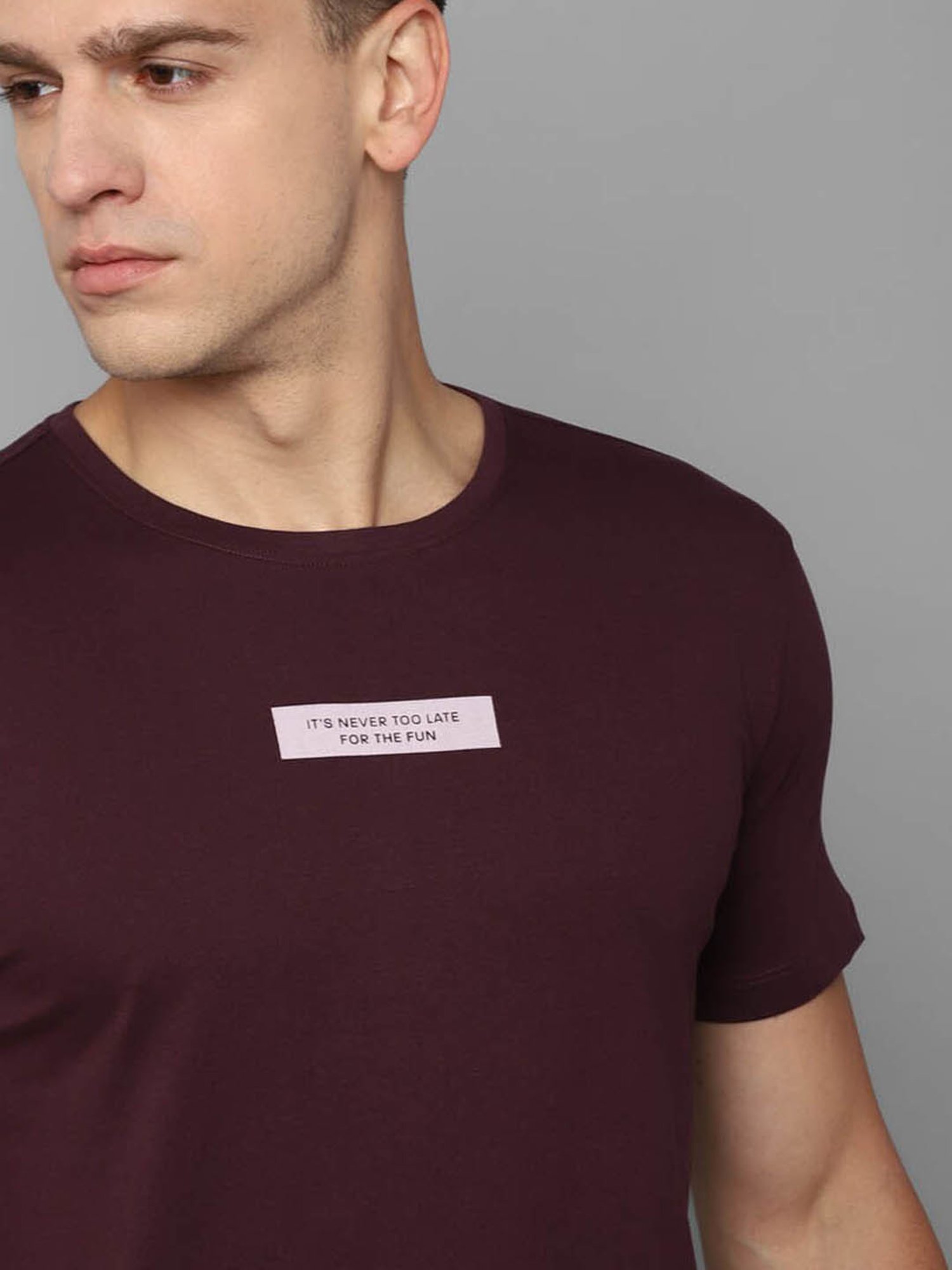 Louis Philippe Jeans Brown Cotton Slim Fit T-Shirt