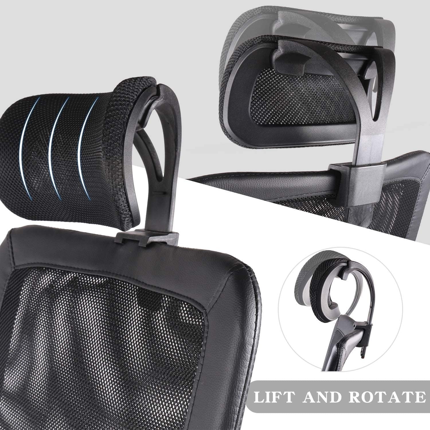 Milemont Ergonomic Office Chair High Back Mesh Office Chair Adjustable Headrest Computer Desk Chair for Lumbar Support