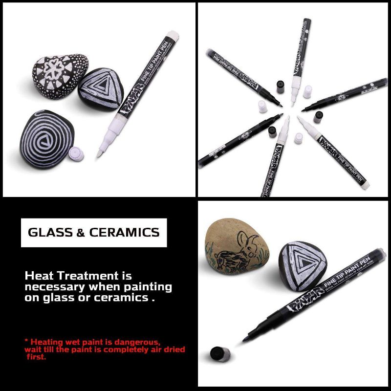 Pintar Art Supply Premium Acrylic Paint Black and White 6-Pack Pens