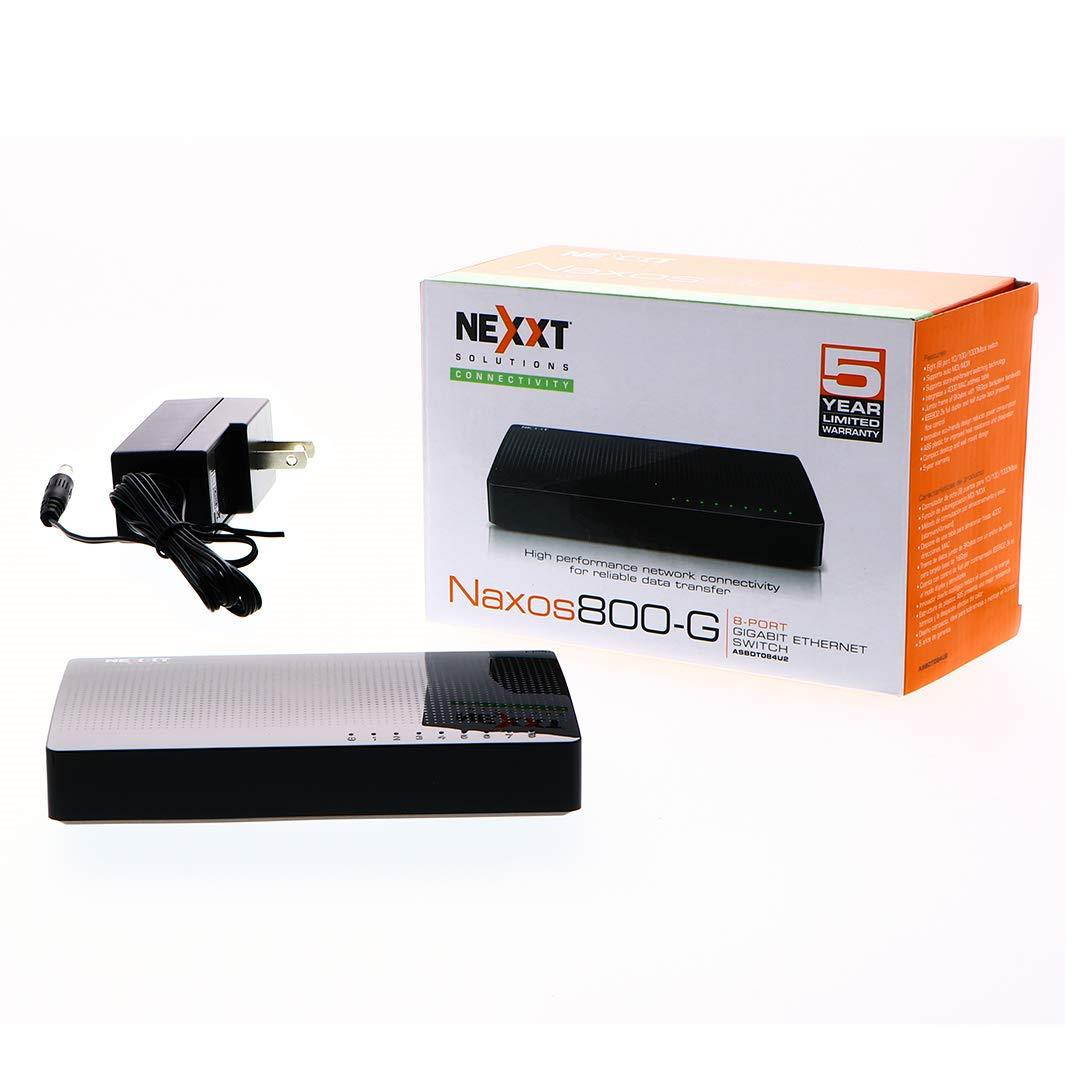 Nexxt Solutions 8-Port Gigabit Fast Ethernet Network Switch [Naxos800G] | Smart Plug and Play Unmanaged Desktop Switch with Internet Splitter & 10/100/1000 Mbps Speeds