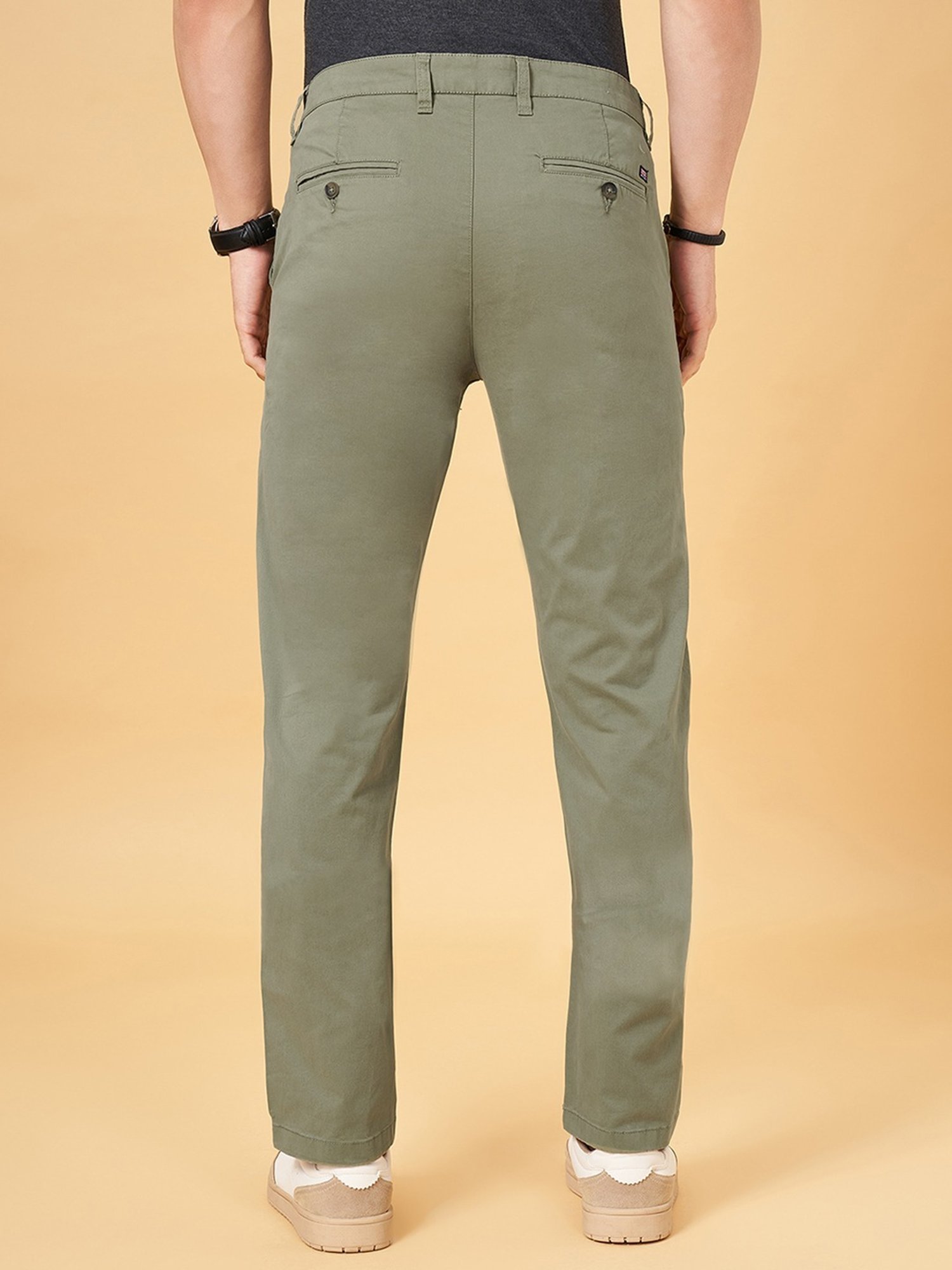 Byford By Pantaloons Olive Regular Fit Trousers