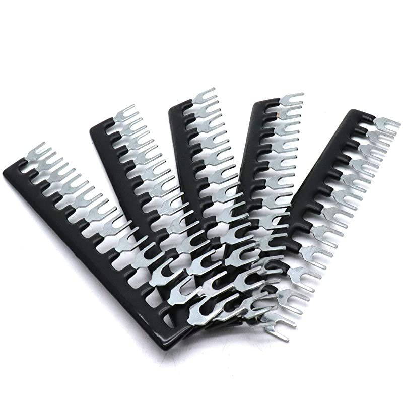 10Pcs 12 Positions Fork Type Terminal Jumper Block Wire Connector Barrier Strip 400V 12A Black Red