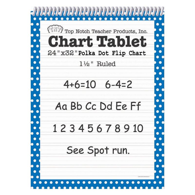 25 Sheets 24" x 32" Ruled Chart Tablet Blue Polka Dot - Top Notch Teacher Products
