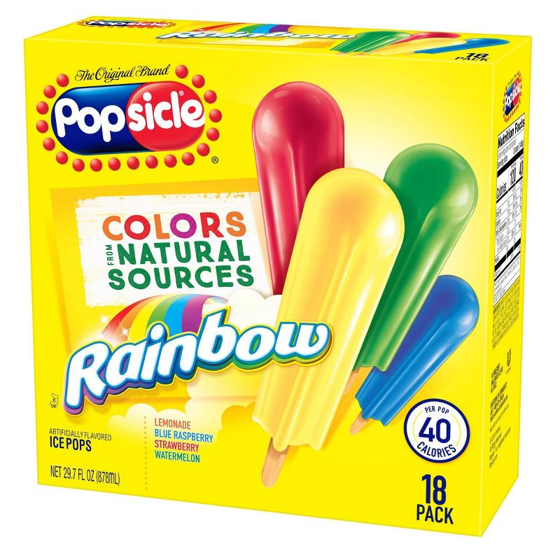 Popsicle Lemonade Blue Raspberry Strawberry Watermelon Rainbow Ice Pop - 18ct