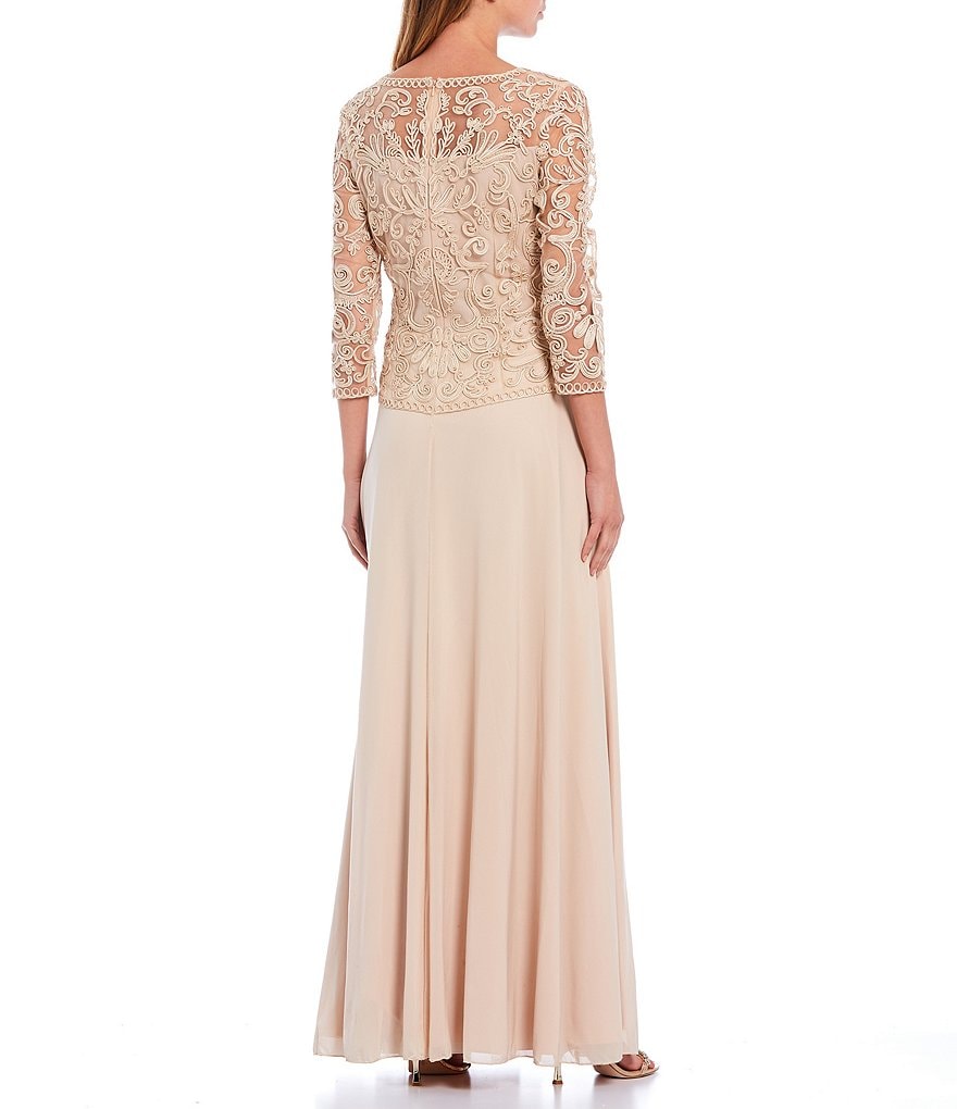 Soulmates V-Neck 3/4 Sleeve Lace Bodice A-Line Dress