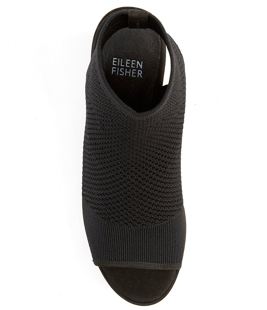 Eileen Fisher Warrick Stretch Knit Peep Toe Open Back Platform Wedges