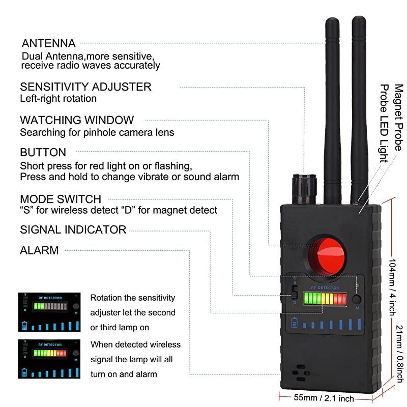Camera Detector Wireless RF Signal DetectorGSM Audio Bug Finder GPS Tracker Detector