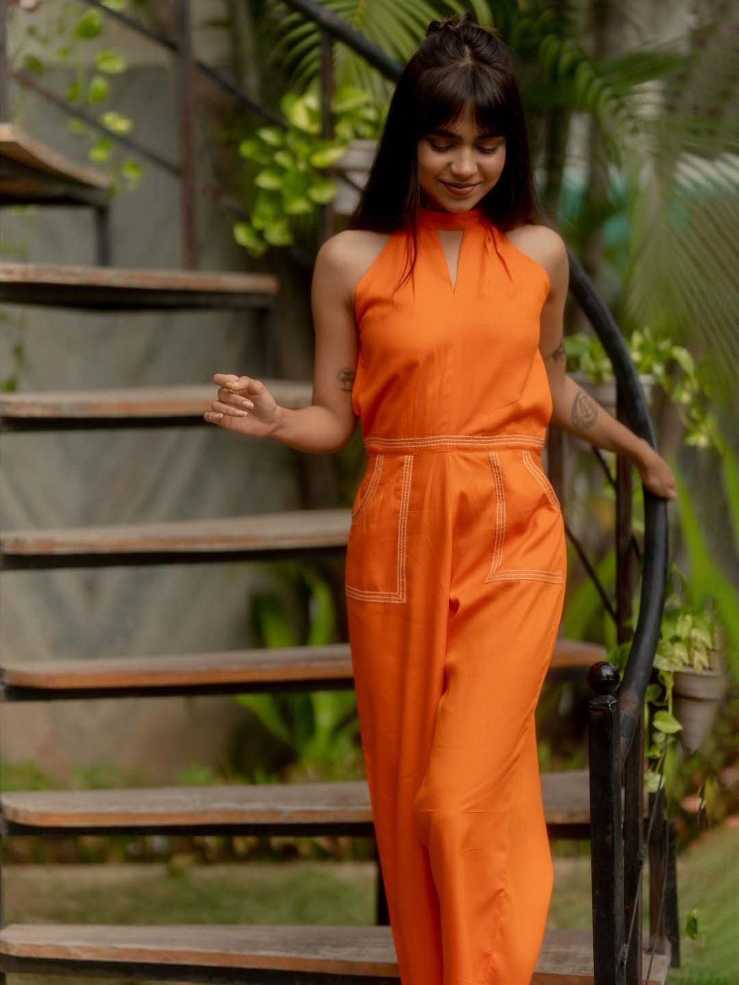 Anousshka Rust Halter Neck Jumpsuit