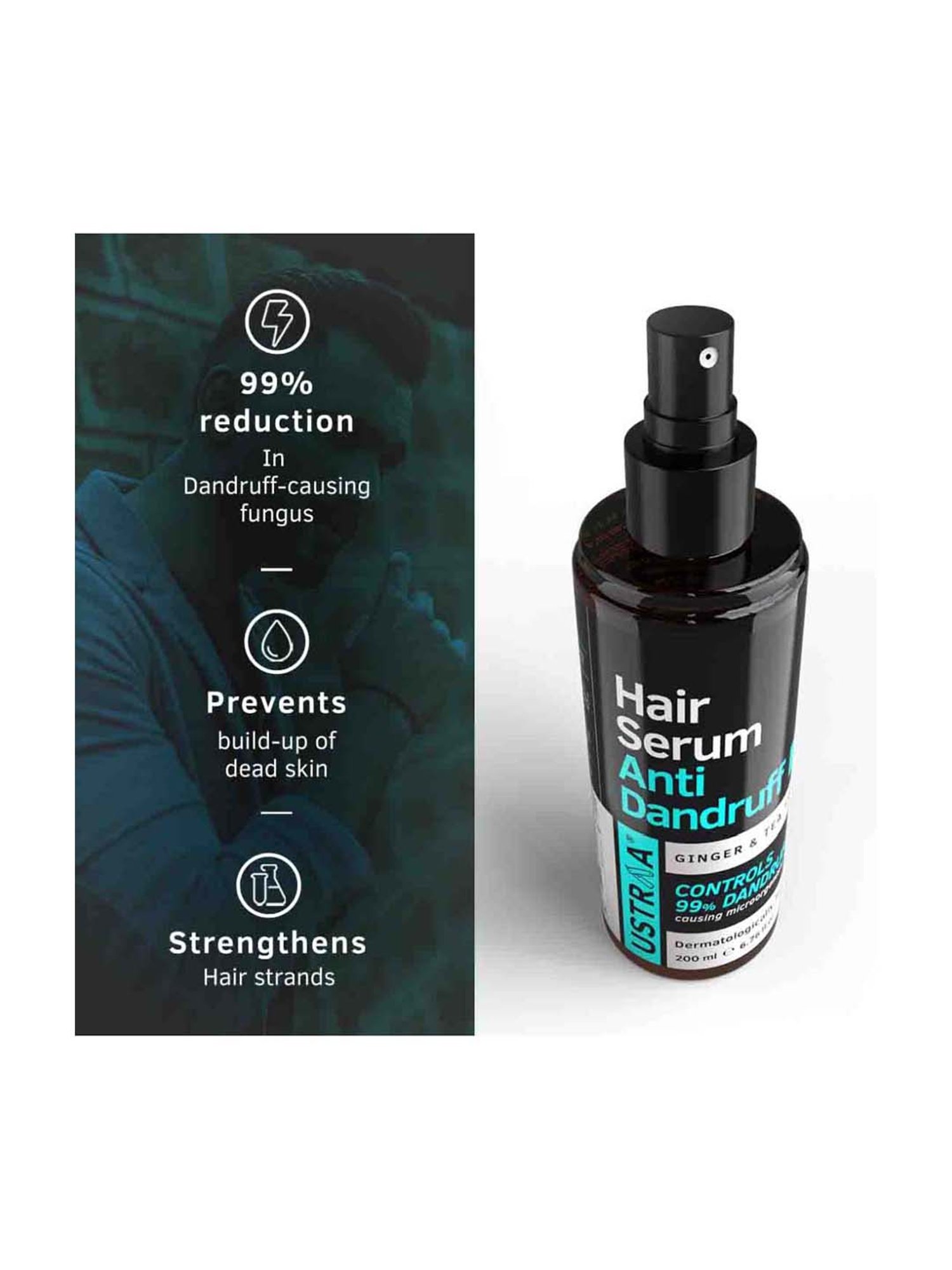 Ustraa Anti Dandruff Hair Serum - 200 ml & Hair Growth Vitalizer - 100 ml